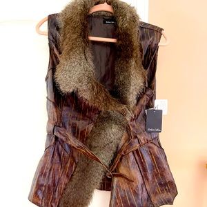 Textured faux fur vest